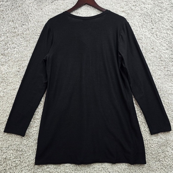 Eileen Fisher Tunic Womens Medium Black Button Front‎ Long Sleeve Minimalist Top - Picture 8 of 13